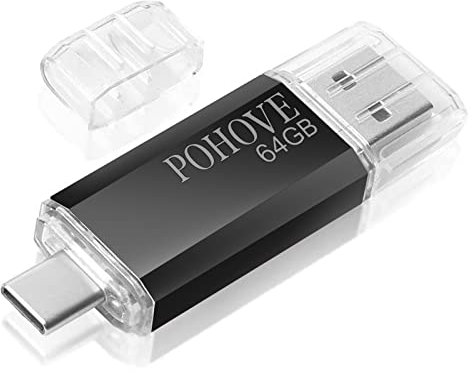 POHOVE Type C Chiavetta USB 64 GB, 2 in 1 Tipo C Pennetta USB 64 Giga USB C Pen Drive 64 GB Otg Flash Drive 64gb per PC/New Macbook/Tablet/Smartphone Huawei, Xiaomi, Oneplus Etc (Nero)