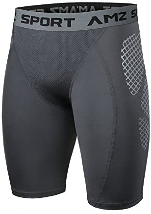 AMZSPORT Kompressionsshorts för män, sportshorts, ventilerande korta byxor, löparbyxor, fitness, sportunderkläder, funktionella underkläder, Grå-114005, M
