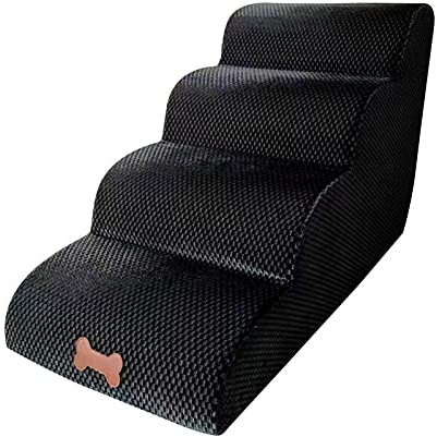 MEYENG Haustiertreppe, 3-stufige / 4-stufige Haustiertreppe, Hundetreppe Katzentreppe Für Sofa Bett, Treppen Für Hohe Betten, rutschfest Haustiertreppe Aus Schwamm