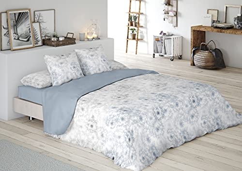 Pierre Cardin® Funda Nórdica 4 Piezas, 180 x 200 cm, 100% Algodón, Gramaje 120g/m², 144 Hilos, Funda de Almohada 45 x 100 cm, Cierre de Clip, Cama de 180, Jewel Azul