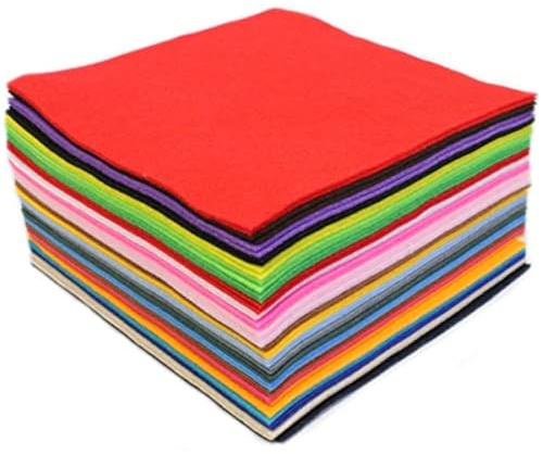 Bright Ideas Felt Sheets. Sheet Size: 22cm x 22cm, PK50 Sheets in 25 Assorted Colours. 1.4mm Thick Polyester Felt Square Sheets for Craftwork Sewing, Patchwork and Arts & Crafts. BI8090.