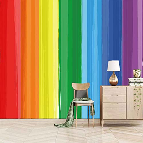 FVGKYS 3D Effekt Wandtattoo 350x256cm Wandbild Tapeten Kreative Bunte Streifen Wandgemälde Abziehbild Deko Innen Wandgemälde Selbstklebend Tapeten Wohnzimmer Schlafzimmer Büro Wanddeko
