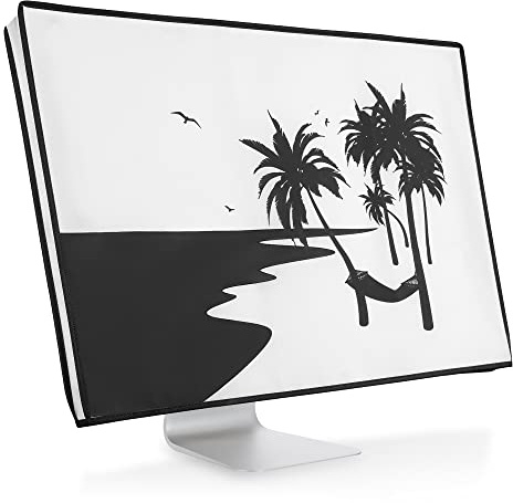 kwmobile Housse écran ordinateur compatible avec 24-26 moniteur - Protection d'écran PC - noir-blanc