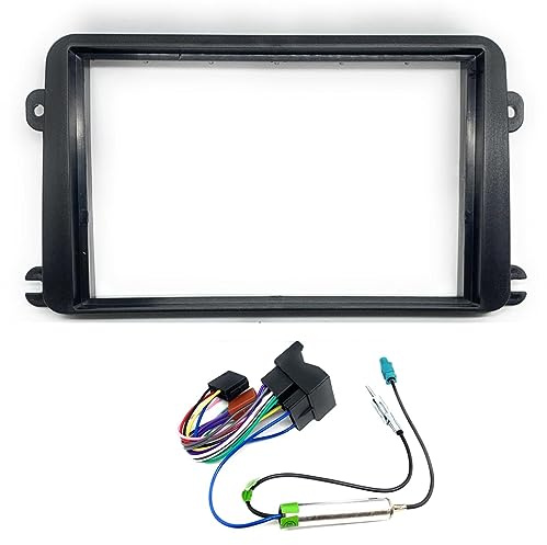 Sound-way Double DIN Car Radio Frame Installation Kit, 2 DIN Front Panel Frame, Antenna Adapter, ISO cable, Compatible with VW Volkswagen, Skoda, Seat