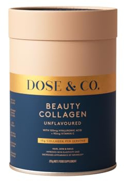 Dose & Co Beauty Collagen Powder – Unflavoured, 255g | VERISOL® Hydrolysed Collagen + Hyaluronic Acid & Vitamin C | 16g Protein | for Skin, Hair & Nails, Firmness & Hydration | Halal, Keto-Friendly