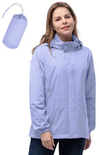 33,000ft Women's Lightweight Rain Jackets Hooded Breathable Packable Running Raincoats Active Trench Windbreaker with Hideaway Hood for Cycling Hiking