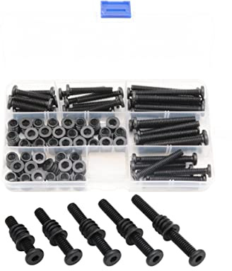 LBY 35 Sets Threaded Insert Nuts and Bolt Assortment Kit, 1/4-20 × 13mm Threaded Inserts & Hex Socket Furniture Barrel Bolts (5 Sizes) Combination, Carbon Steel (Black)