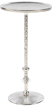 Beliani Beistelltisch Metall Silber rund mit Säulenfuß einbeinig ø 32 cm Modern MEDA