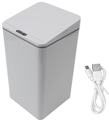 AUNMAS Cestino automatico senza contatto, apertura automatica con sensore movimento, ricarica USB, design compatto salvaspazio, ABS per bagno ufficio garage