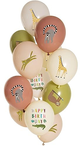 Folat 25154 Luftballons Set Latex - Zoo Party 33cm - 12 Stück - Für Geburtstag Kinder und Party Deko