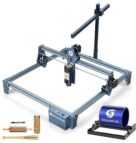SCULPFUN S9 Laser Graviermaschine mit 500W Pixel CAM500 Lightburn-Kamera, 360° Laser Rotary Roller, 90W Effekt Laserschneider Lasergravierer für Holz Metall Leder,präziser Fokus,Gravurgröße 410*420mm