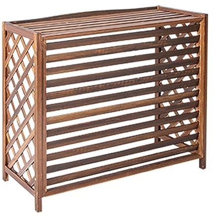 UZSPAC Cubre Aire Acondicionado Exterior Decorativo Pantalla de Privacidad Material de Madera Maciza con Persianas Diseño de Rejilla (Size : L)