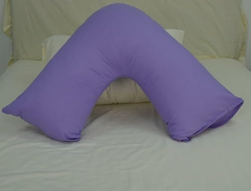 ARLINENS V Pillow With Pillowcase - Orthopedic V Pillow For Neck, Back, Pregnancy & Nursing Support Pillow-with polycotton pillowcase Standard Size 74 x 34cm (Purple)