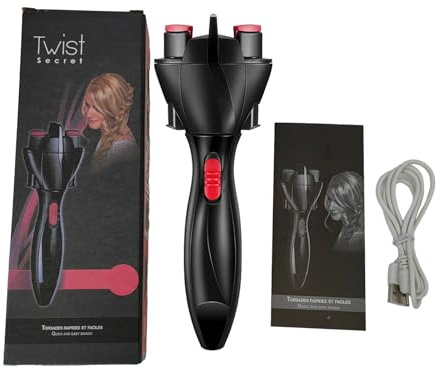 Splenssy Haarflechter Elektrischen Lockenwicklern, Auto Hair Twister Flechter, USB Stromversorgungs Haar Drehmaschine, 2 Gang Einstellung, DIY Haarstyling Tools, Elektrischer Schnelldreher
