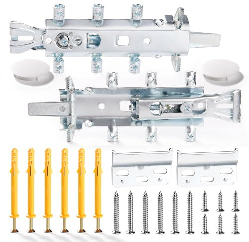 VooGenzek 2 Piezas Colgadores Ocultos para Gabinetes Cocina, Ganchos de Fijación para Muebles Suspendidos, Herrajes Colgar Muebles Cocina, con Tornillo y Cubierta, Peso del Rodamiento: 130kg