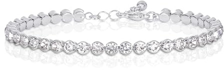 ZAVANA Tennis-Armband für Damen und Teenager-Mädchen, silberne oder goldene Tennisarmbänder für Frauen, Diamant-Armband mit funkelnden weißen Steinen, Modeschmuck mit Geschenkbox
