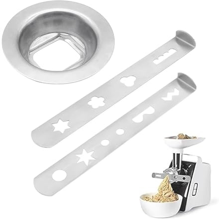 BuxiuGK Set of 2 Pastry and Baking Attachments - 304 Stainless Steel Biscuit Attachment With 9 Patterns for Meat Mincer
