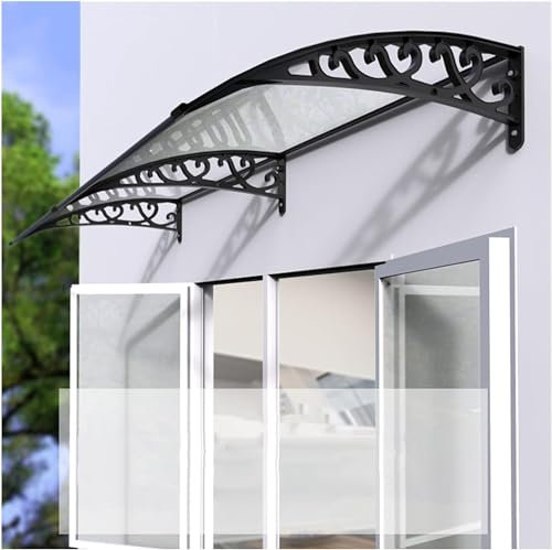 ZXNANA Fenster- und Türüberdachungen, schlagfeste Polycarbonatabdeckungen auf Dächern für Hintertüren, Vordächer und Fenster (Clear 120x100cm)