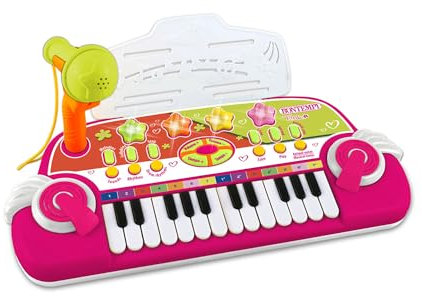 Bontempi | MiniMelody: Tastiera Giocattolo Elettronica a 24 Tasti con Microfono per Piccoli Musicisti, Rosa, 333x222x125 mm