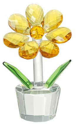 Crystal Ornaments Crystal Sunflower Paperweight 1 PCS Colorful Crystal Flower Ornaments for Table Decoration for Birthday, Easter, Christmas, Wedding, and Mother's Day (yellow)