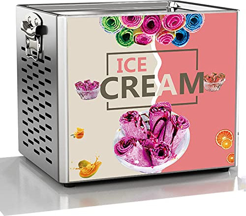 CGCSYZ Kommerzieller Eisrollenbereiter, Joghurt-Cremebereiter mit 30 x 24 cm Bratpfanne, intelligente Temperaturregelung für Eisdielen und Dessertläden(