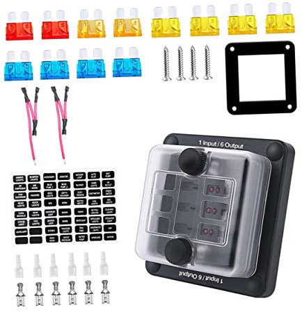 SEWOART 1set Portafusibili Auto Uscite Per Fusibili Atc Facile Installazione e Tempi Compatibile Veicoli Barche e Camper