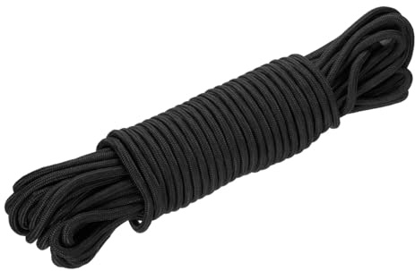sourcing map Polypropylene Rope Braid Cord 30M/98ft 1/2 12mm Black for Indoor Outdoor Camping Clothes Line