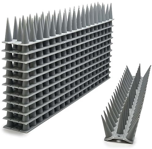 EWENYS Bandes à Pic Anti Pigeon en Plastique, Pic Anti Chat, Anti Pigeons pour Balcon clôture Jardin, 6,6 m, Gris