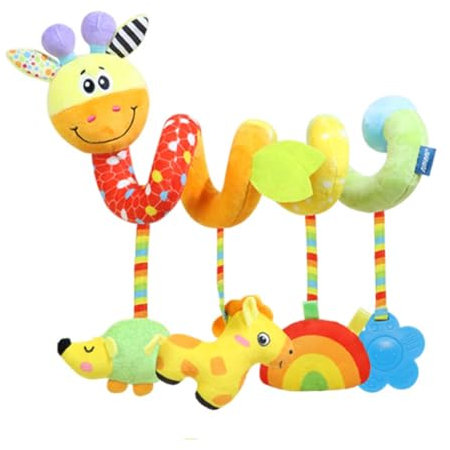 eners Kinderwagen Spielzeug Babyschale Kinderbett Spiralspielzeug - Activity Spirale Hängespielzeug Reise Aktivität Spielzeug Baby Spiral Plüschtier für Kleinkindern ab 0+ Monaten（Giraffe）