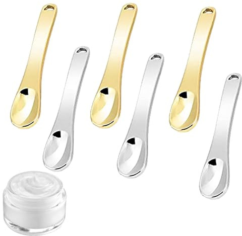 Metal Makeup Spatula, Beauty Scoop 6x små återanvändbara skopor | Metallkräm applikator, fuktighetskräm, skönhetsverktyg för blandning och provtagning kosmetik