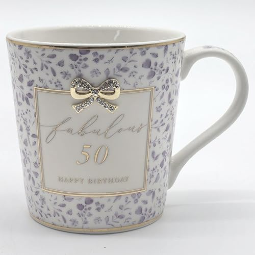 Mindre & PAVEY Madelaine 50-årsdag mugg Madelaine by Hearts design, te- och kaffemuggar för varma drycker | Fint porslin tryckta muggar för kök och hem | återanvändbara keramiska koppar för varje
