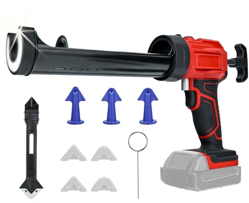 pour Milwaukee Pistolet d'étanchéité électrique sans fil pour batterie 18 V avec lumière LED 450 lm et 4 vitesses réglables, 300 ml pour cuisine, salle de bain, fenêtre (sans batterie)