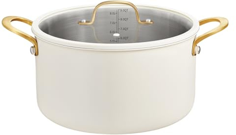 BEZIA 10 Quart Stainless Steel Stock Pot with Lid, Large Soup Pot for Batch Cooking & Entertaining, Induction Ready with See-Through Lid, Dishwasher Safe