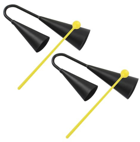 Yardwe 2sätze Doppelte Metall-kuhglocke Mit Mallet- Kindersicheres Musikinstrument Klarer Klang Robustes Schwarzes Metall Für Sportveranstaltungen Spiel Und Musikunterricht