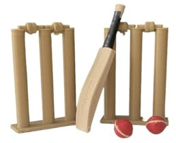 Miniature Desktop Cricket Game Set - Playable Tabletop Cricket with Wickets & Balls - Office Desk Toy (Base Set + 1 Stumps)