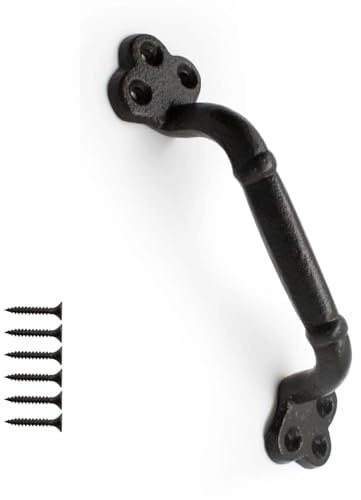 txuzong Schiebetürgriff aus Gusseisen, 220mm Schwarzer Scheunentor Griff für Garagentor, Schuppen, Schränke & Türen | Rustikaler Industrie-Stil