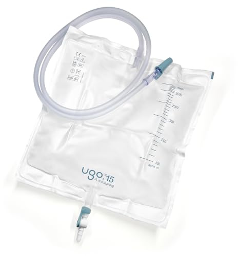 Ugo 3L Night Bags (x10) - Urine Drainage/Catheter Night Bags, T Tap or Lever Tap with Kink-Free Connection – Sterile & Non-Sterile, Overnight Use (Ugo 15 - Lever Tap (Continuous Drainage), Sterile)