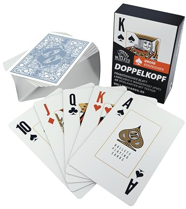 Bullets Playing Cards, Doppelkopf Kartendeck Senioren (Französisches Blatt), Plastik, 2 Eckzeichen, Jumbo Index, 57 x 88mm