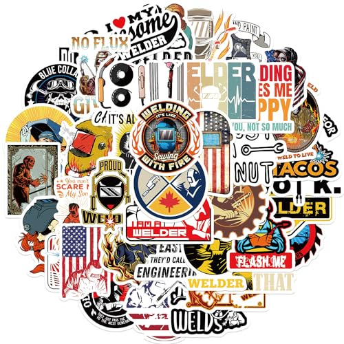 Schweiß- und Mechaniker-Aufkleber, Vinyl-Aufkleber mit Schweißzitaten, Werkzeugen und industriellem Humor, wasserdichte Aufkleber für Gitarre, Laptop, Gepäck, DIY-Projekte, Handyhülle, 50 Stück