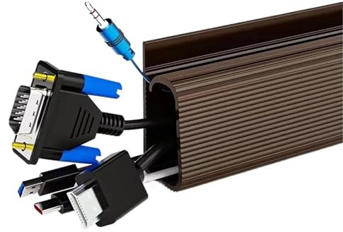 Cable Sleeves Cable Raceway Cable Management Organizer Power Cord Wire Hider Strip Protecter(Brown,1pcs)