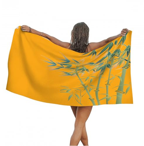 Leichong 3D Bamboo Beach Towel Extra Large Microfiber Soft Quick Dry for Adults, Chinoiserie Bath Towel Lightweight Soft Absorbent for Travel Swimming Pool Sports, 100 x 200 cm