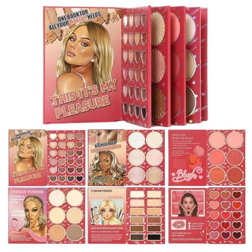 Kit de maquillaje para principiantes, 6 piezas en forma de libro, brillo mate, colorete iluminador para la cara, paleta cosmética | Viajes escénicos, fotografía de citas para madre, esposa, novia