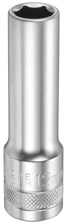 QUARKZMAN 6-Punkt Tiefenmutter 1/2 Antrieb 12mm Tiefe Metrisch CR-V Stahl Poliert Nickelbeschichtet 78mm / 3.1 Lange Sechskantmutter Werkzeug Für Haus Auto Muttern Schrauben Reparatur