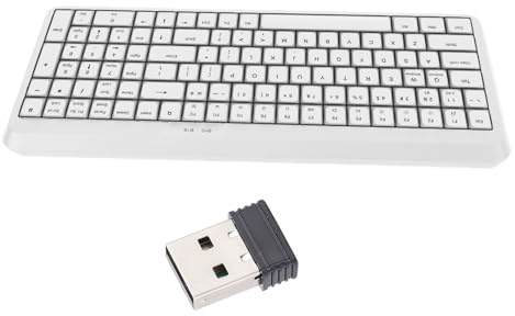 Yanmis Tastiera Wireless, Tastiera Cordless Silenziosa 2.4G 105 Tasti di Dimensioni Standard con Tastierino Numerico, per Laptop PC Desktop Notebook (WHITE)