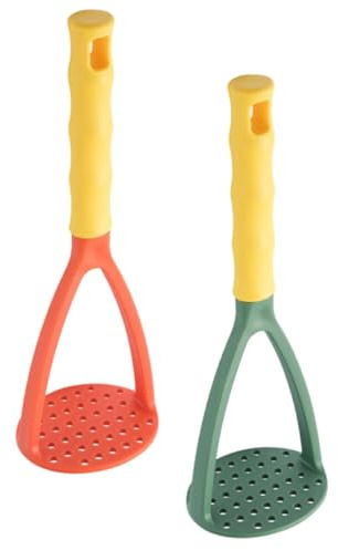 Healifty Lot de 2 Presse-purée Manuel en Polypropylène Orange et Vert, Ustensile Cuisine Réutilisable pour Écraser Pommes de Terre et Légumes, Outil de Pressage Pratique Maison,