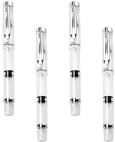 Housoutil Set de 4 Plumas Pincel Recargables para Caligrafía y Dibujo Cuerpo Transparente y Gran Capacidad de Tinta, Ideales para Escritura y Arte