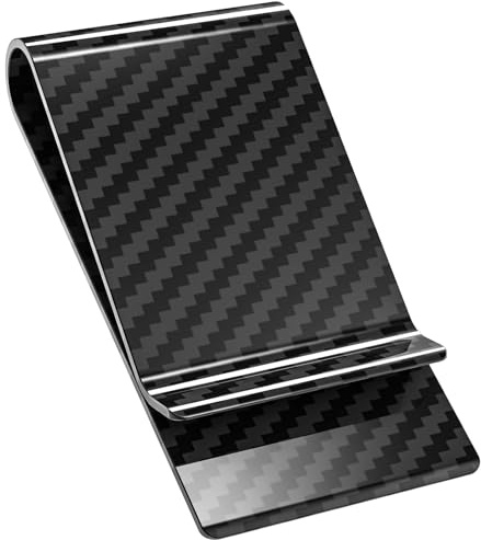 Travelambo Carbon Fiber Money Clip Front Pocket Wallet Minimalist Wallet Slim Wallet Credit Business Card Holder (CB black)