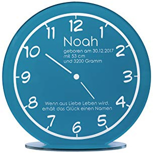 Geburts-Uhr mit deiner Wunsch-Gravur | Name, Datum, Gewicht, Größe und SPRUCH | originelles Geschenk zur Geburt zur Taufe