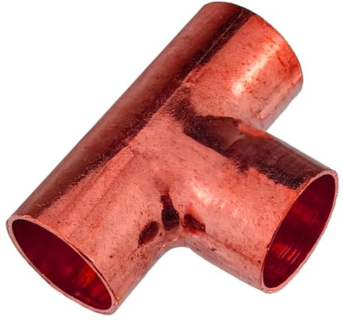 MegaHaustechnik T-Stück 18x18x18 Lötfitting aus Kupfer für Rohr-Außendurchmesser 18mm zum Löten, Trinkwasser geeignet, Nr.5130 Abzweig