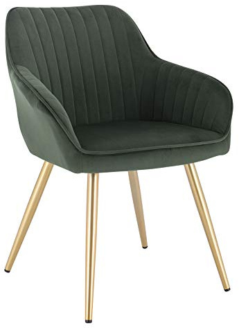 Lestarain Esszimmerstühle 1er Set, für Esszimmer Wohnzimmer Küche, Küchenstühle gepolstert mit Armlehne Metallbeinen, Sitzfläche aus Samt, Dunkelgrün